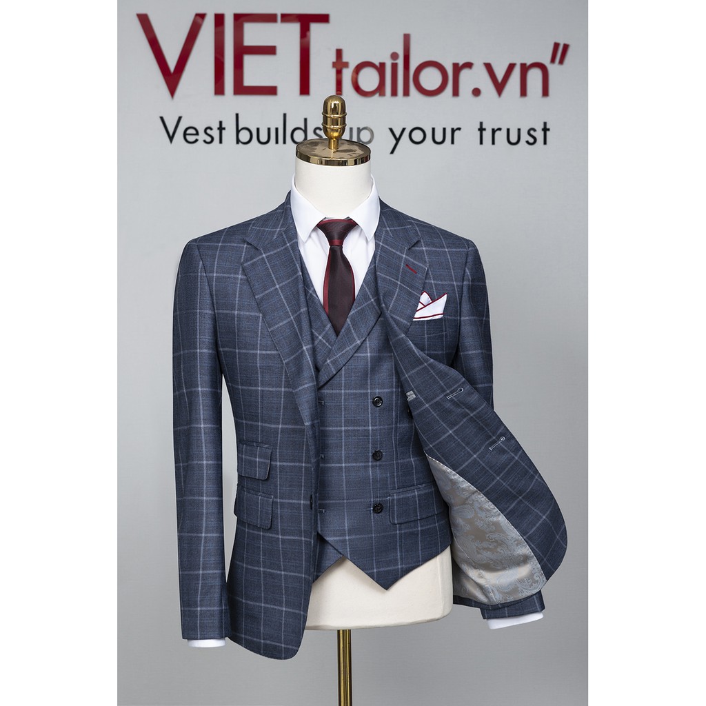 Bộ Vest  Xám Kẻ Caro Cao Cấp TT214