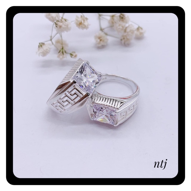 NHẪN NAM BẠC TA MẶT ĐÁ CAO CẤP