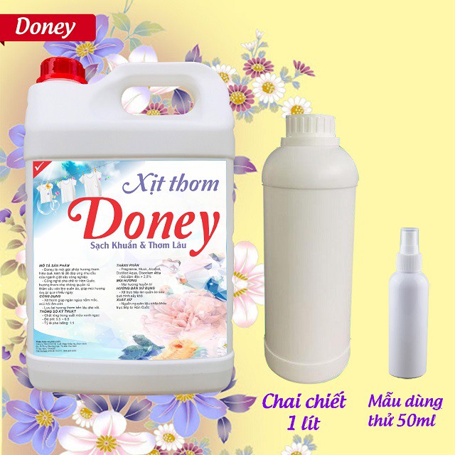 Xịt thơm quần áo Doney chai 1 lít cho tiệm giặt sấy, giặt là hương Downy, Comfort