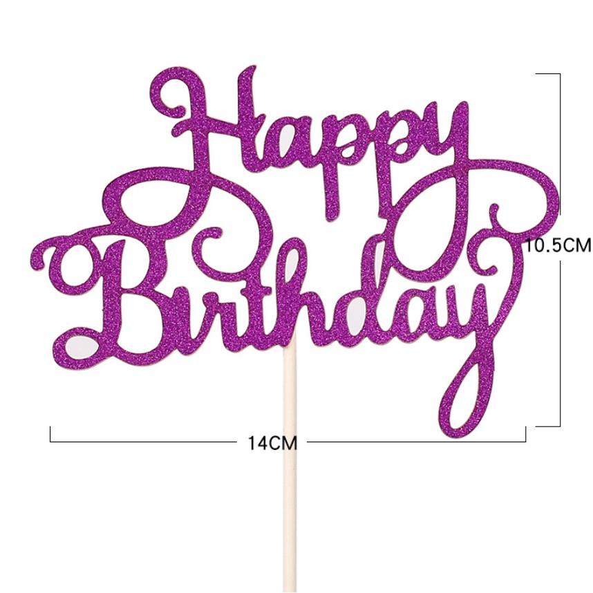 Que cắm trang trí bánh kem hình chữ happy birthday xinh xắn
