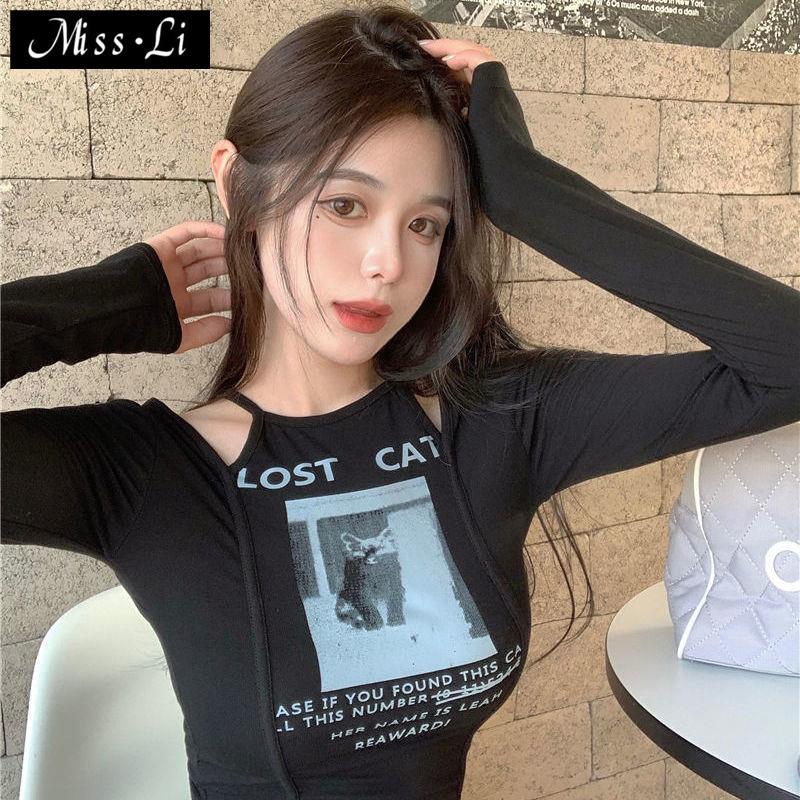 Áo Thun Tay Ngắn Dáng Ôm In Họa Tiết Thời Trang Mùa Thu Mới Cho Nữ