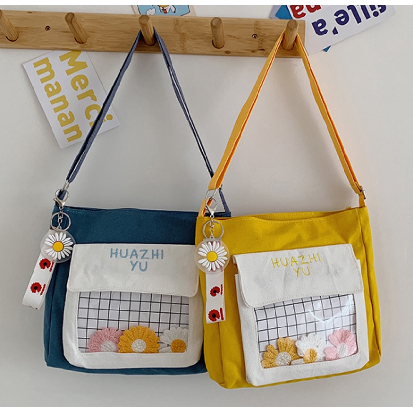 Túi vải đeo chéo nữ HVAZHI móc hoa cúc trong suốt BH 462 | BigBuy360 - bigbuy360.vn