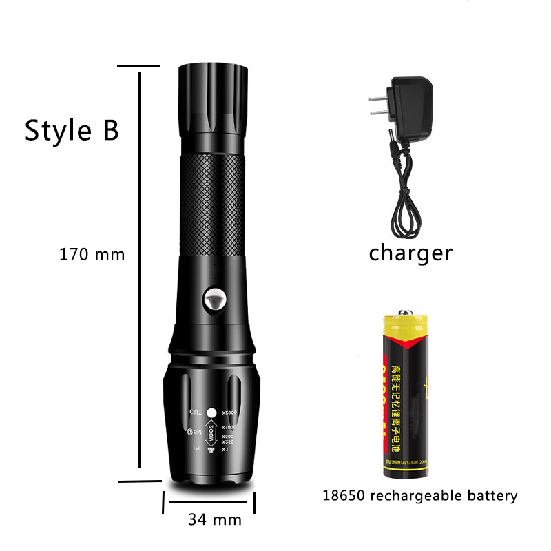 Đèn Pin Led Ánh Sáng Trắng/Đen Chống Nước 800lm Tiện Dụng Khi Đi Dã Ngoại