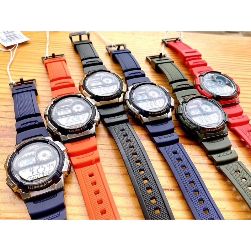 Đồng hồ điện tử nam dây cao su Casio JP AE1000W 3A  nhiều màu