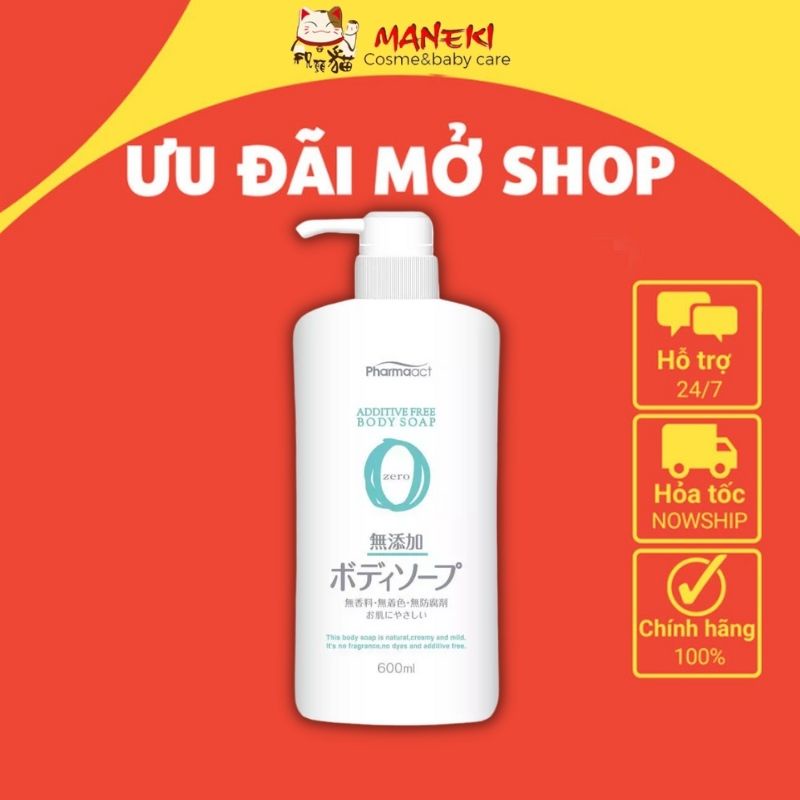 Sữa tắm Pharmaact Kumano 600ml 100% thảo dược Nhật Bản không chứa chất phụ gia Maneki