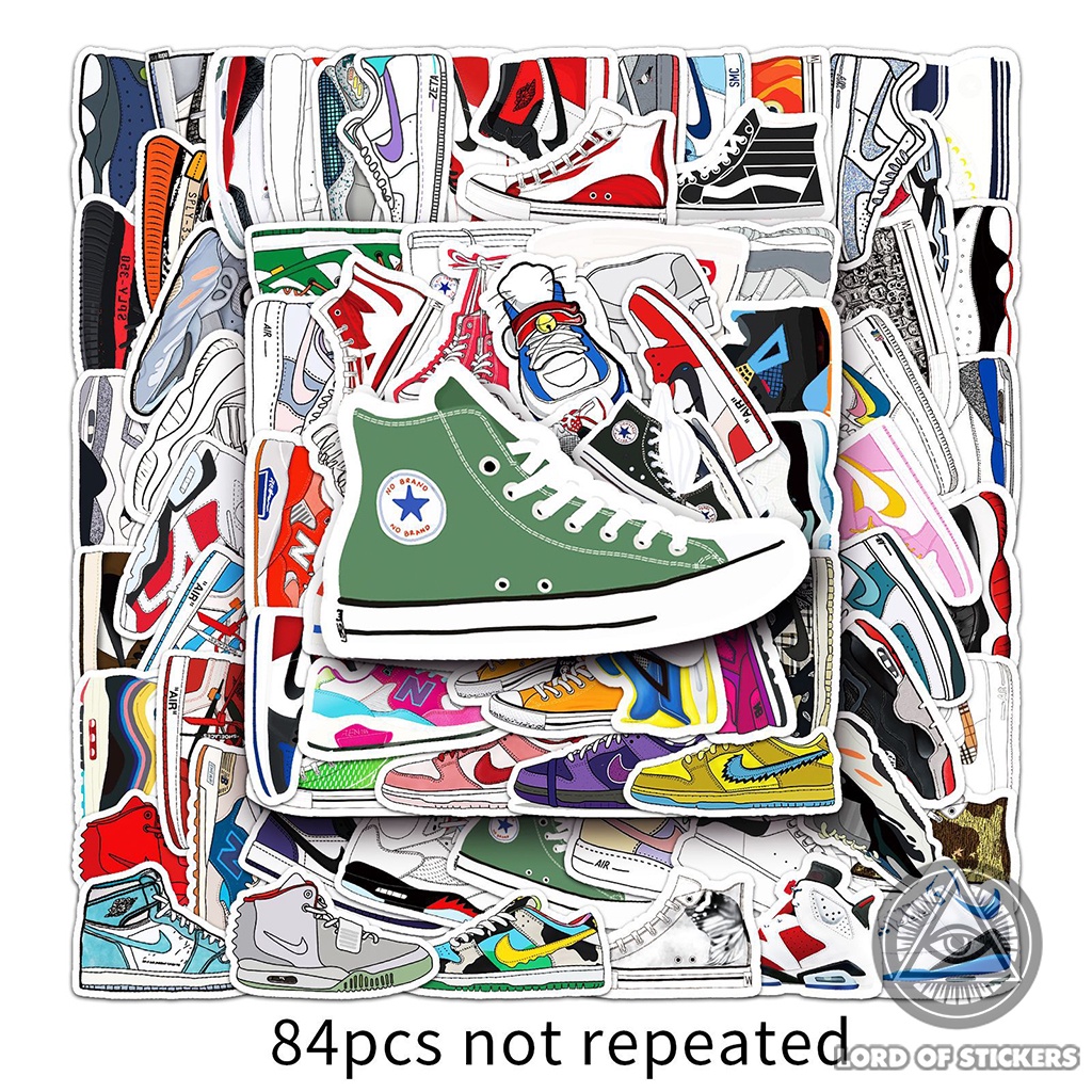 Set 84 Hình Dán Sneaker Sticker Họa Tiết Giày Thể Thao Chống Thấm Nước Dán Mũ Nón Bảo Hiểm, Laptop, Vali, Ván Trượt, Sổ