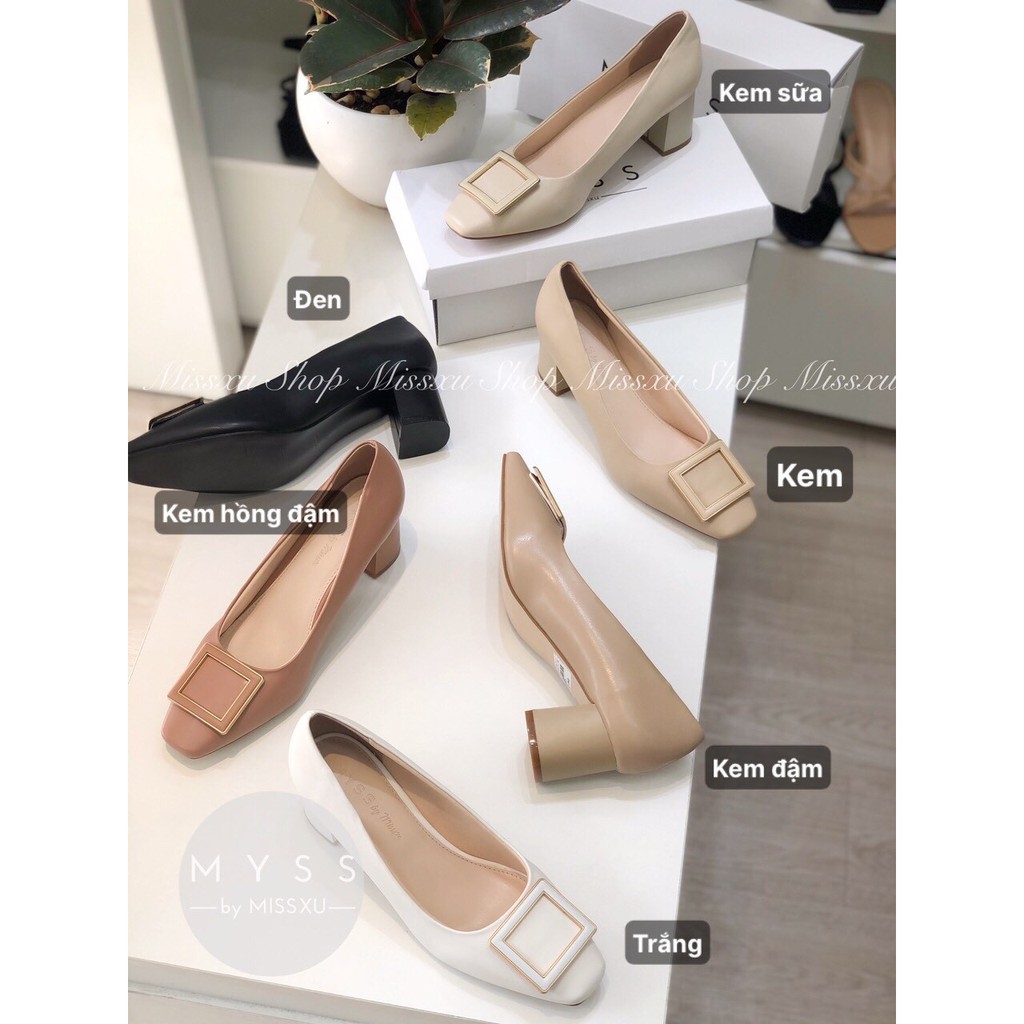 Giày nữ mũi vuông gót trụ 5cm cài khoen thời trang MYSS- CG174