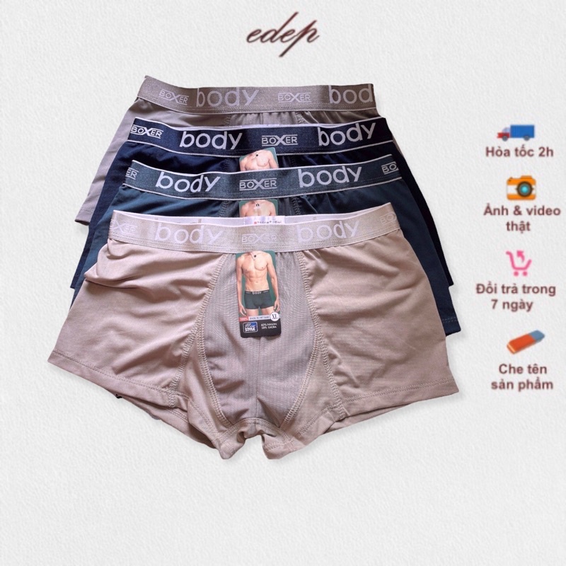 Quần đùi nam BODY boxer vải thun lạnh pha lụa siêu mát công ty việt nam