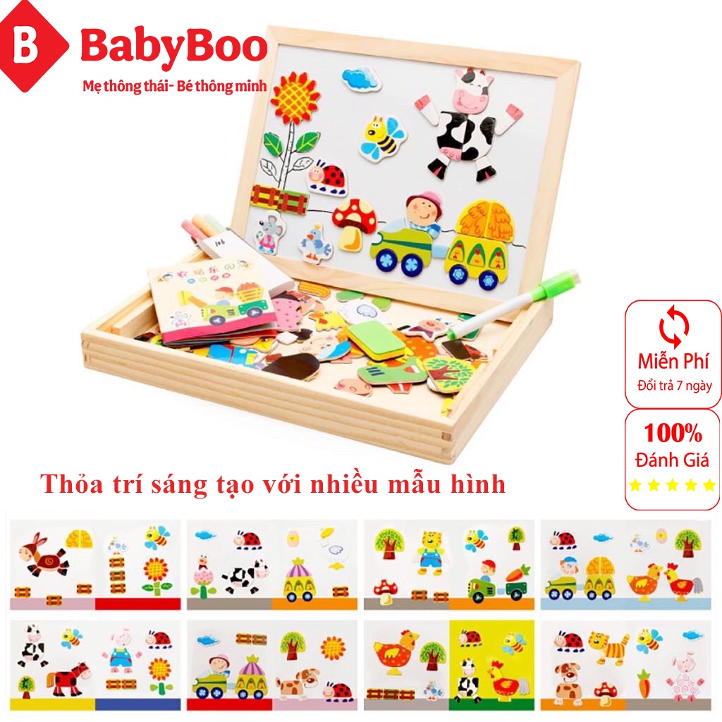 Bộ Tranh Ghép Nam Châm Kèm Bút Vẽ, Tranh ghép mảnh Cho Bé Làm Quen Với Thế Giới Xung Quanh