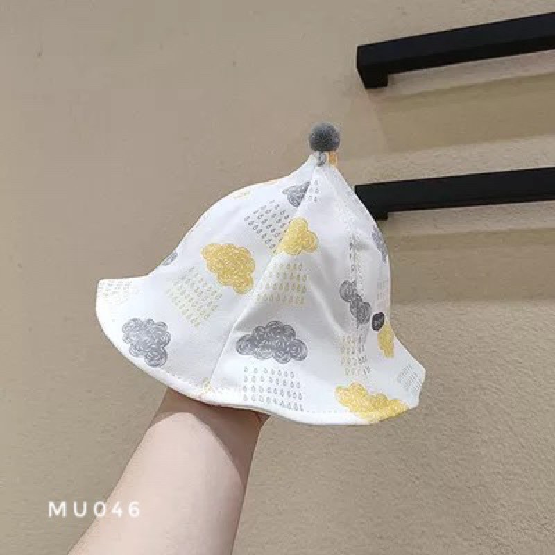 Mũ vải cục bông nhỏ có dây MU046 0-10m