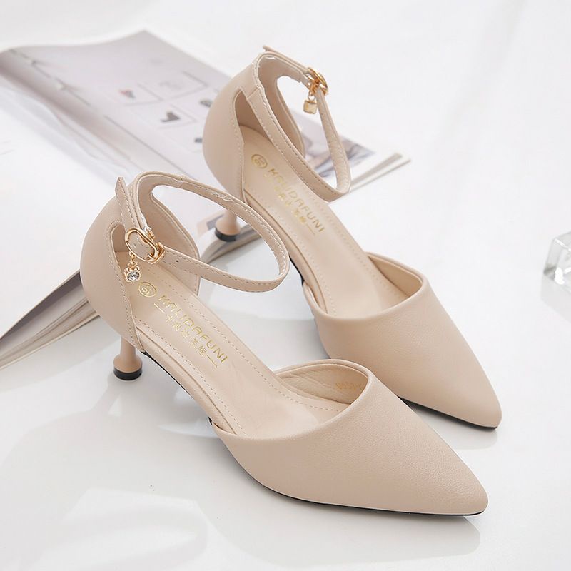 Giày cao gót nữ 7 phân màu trắng mã GA08