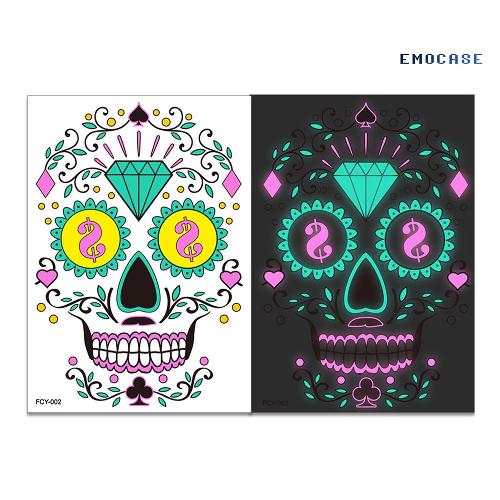 Hình Xăm Dán Mặt Và Cơ Thể Dạ Quang Hai Màu Lâu Trôi Không Gây Kích Ứng Cho Người Lớn Dịp Halloween