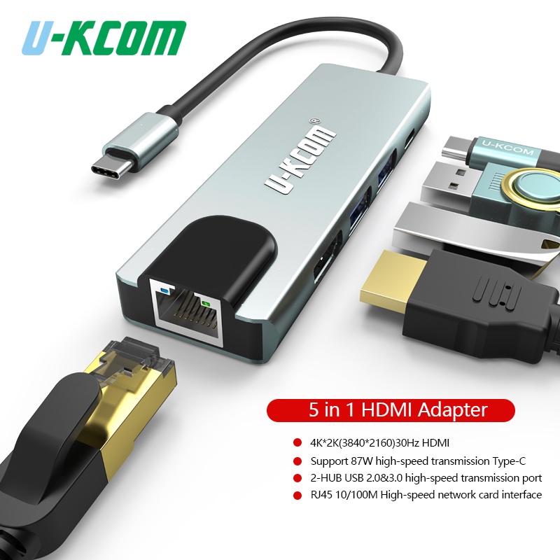 Bộ Chuyển Đổi Nguồn Type-C Với Ethernet 4K HDMI VGA Lan PD Chất Lượng Cao