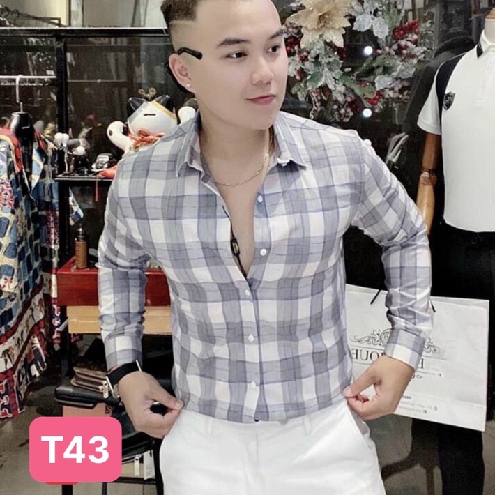 Áo sơ mi nam màu trắng xanh cao cấp chất liệu cotton đẹp ngắn tay họa tiết hàn quốc HAVADO51 nhiều mẫu đẹp