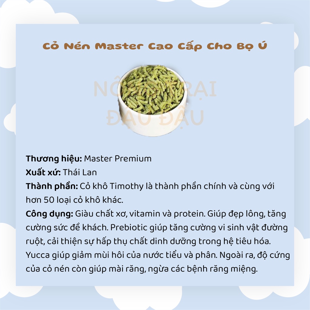 Cỏ Nén Master Thái Lan Cao Cấp Giúp Đẹp Lông, Bổ Sung Vitamin Và Protein, Tăng Cường Tiêu Hóa Thức Ăn Cho Bọ Ú