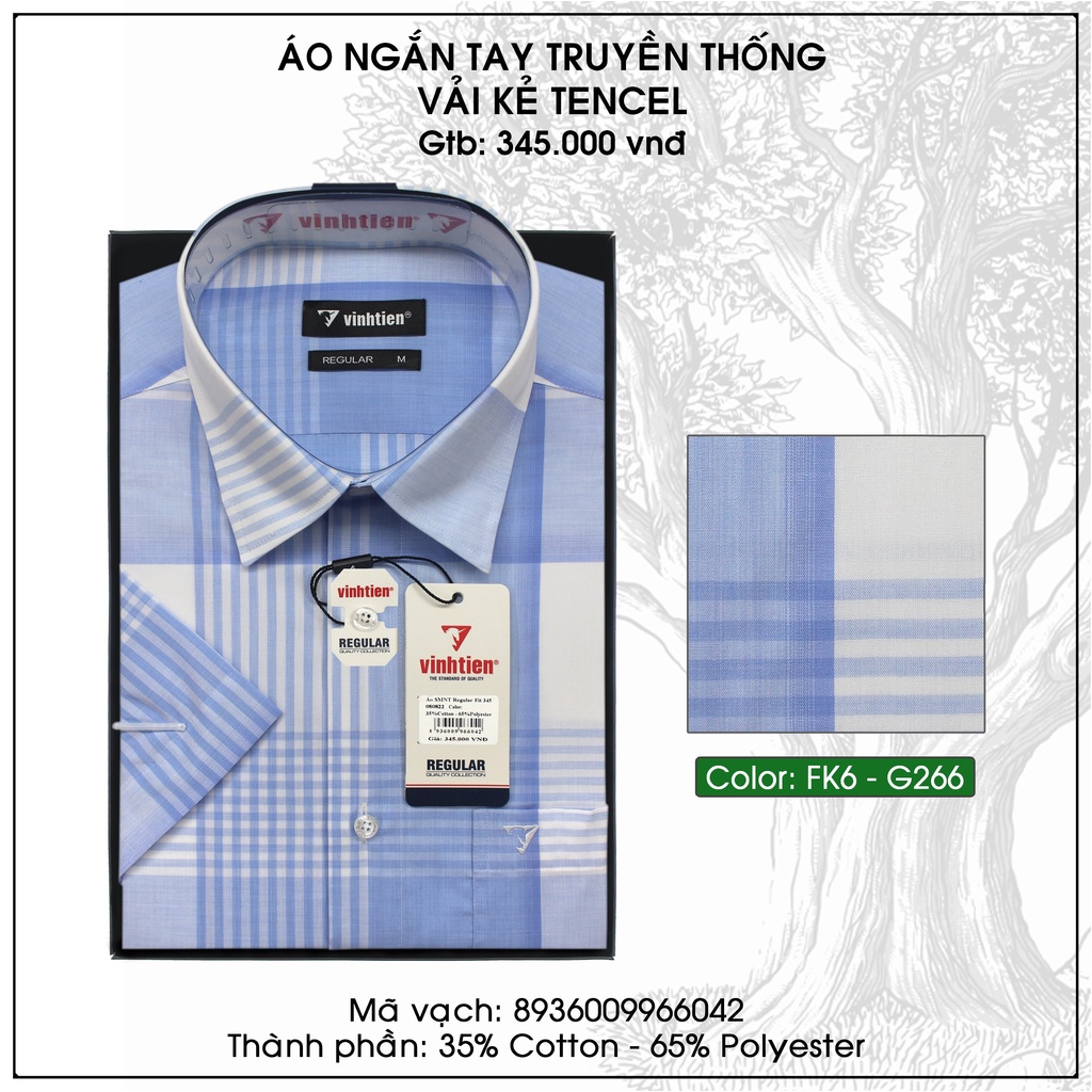 Áo Sơ Mi Ngắn Tay Sọc Caro Vạt Bầu Form Regular Vĩnh Tiến 345 - Nhiều Màu