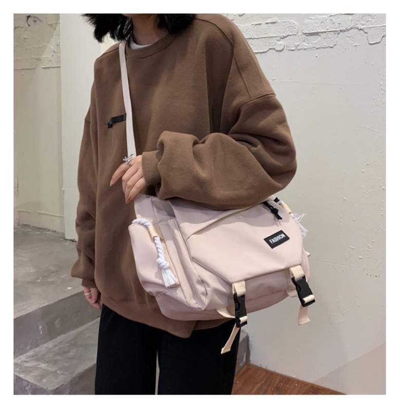 Túi đeo chéo vải chống thấm unisex nam nữ ulzzang vừa a4