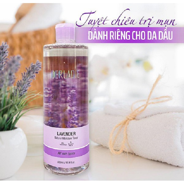 Nước Hoa Hồng Làm Sạch, Dưỡng Ẩm Chiết Xuất Cây Phỉ Derladie Natural Witch Hazel Toner 500ml