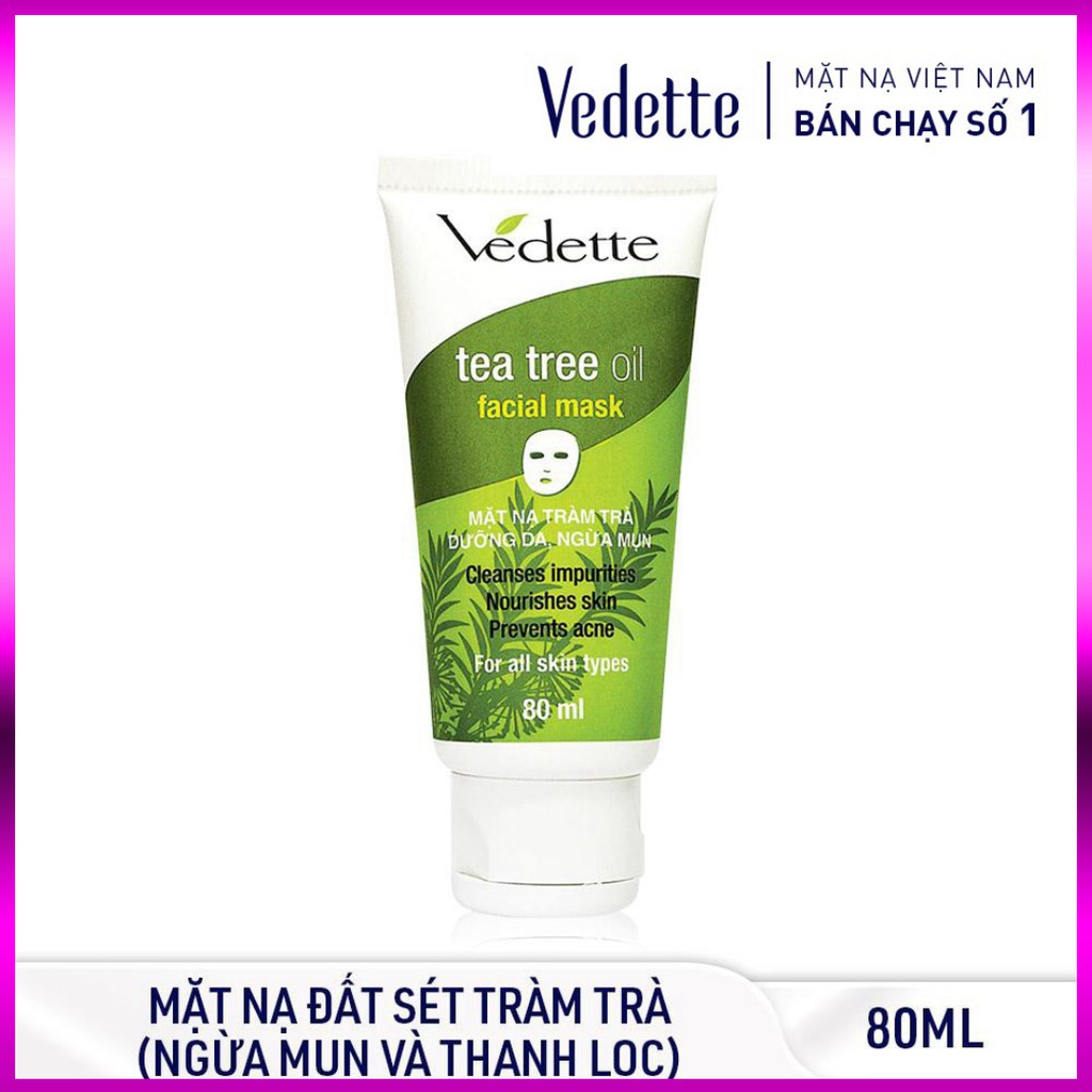 Mặt Nạ Đất Sét Tràm Trà 80ml Tea Tree Oil VEDETTE - NGỪA MỤN VÀ THANH LỌC DA - TP030090054240