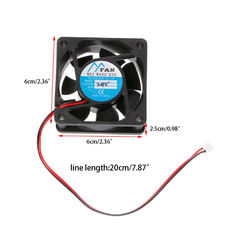 Quạt Làm Mát Không Chổi Than 60x60x25mm 12V 24V DC USB 2Pin Cho Máy Tính