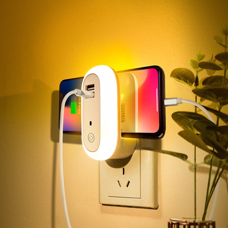 Đèn Ngủ IOT Oval, Đèn Ngủ Thông Minh - 10 Cấp Độ Sáng - Điều Khiển Từ Xa Qua Remote, Hẹn Giờ - Có Cổng Sạc Kép USB 5v/2A