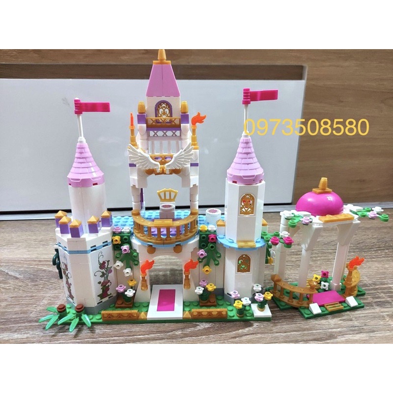 Lego con gái 712 miếng ghép lắp ghép lâu đài to+xe ngựa hoàng gia