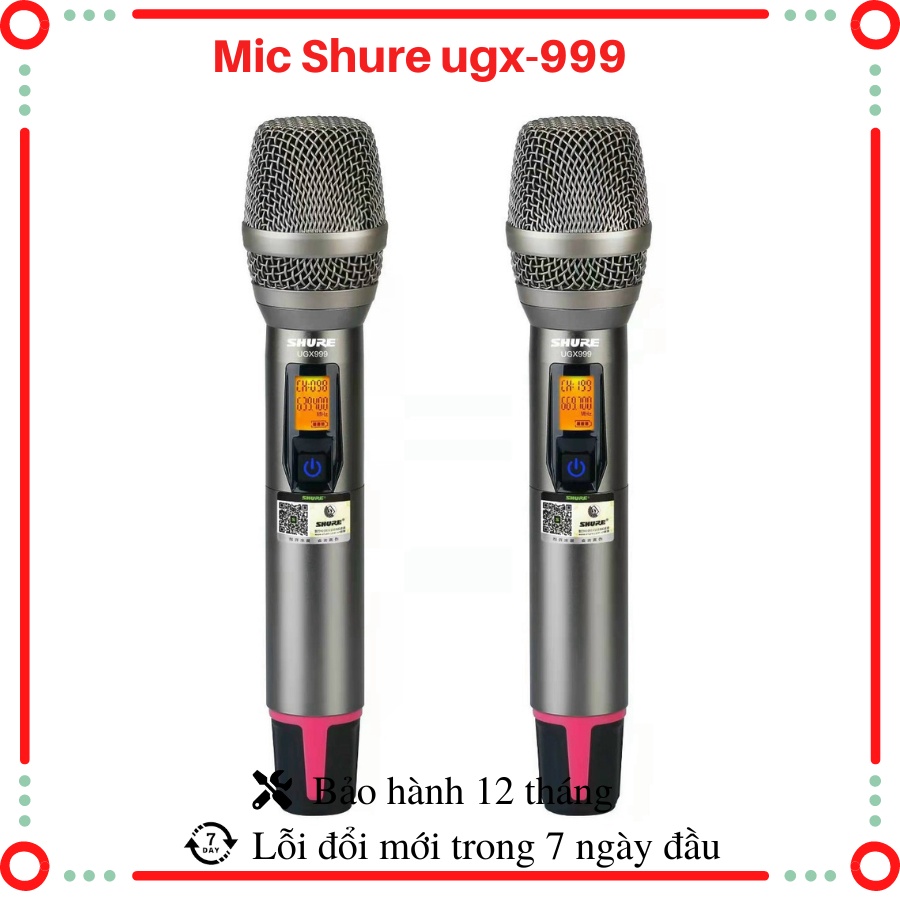 Mic,Micro Không Dây Shure UGX999 karaoke,Tự Động Dò Sóng Sạch,Tự ngắt, Chống Rú- rít, Độ Nhạy Cao, bh 12 tháng