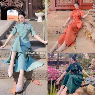 ĐỒ LAM ĐI CHÙA # CỔ TÀU LỤA THÊU CÁ NGỌC