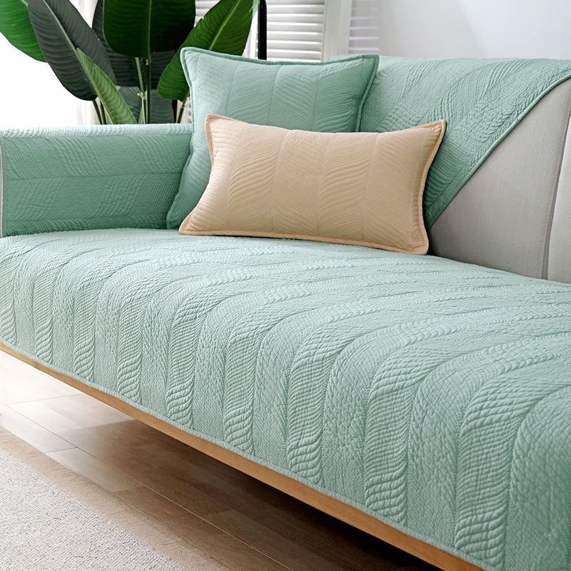 Đệm sofa bằng cotton và da chống trơn trượt thông dụng cho bốn mùa phong cách đơn giản