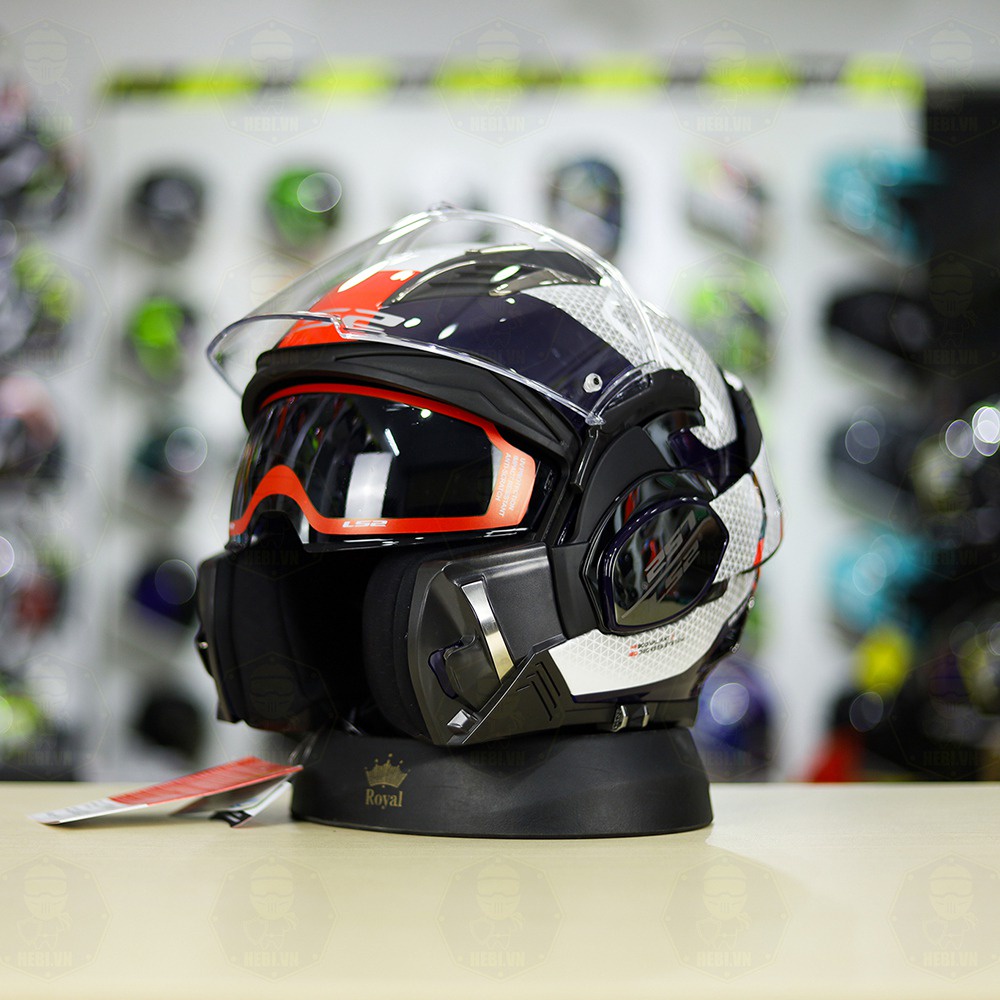 Mũ Lật Hàm LS2 FF900 Valiant II Trắng Đỏ Bóng Citius