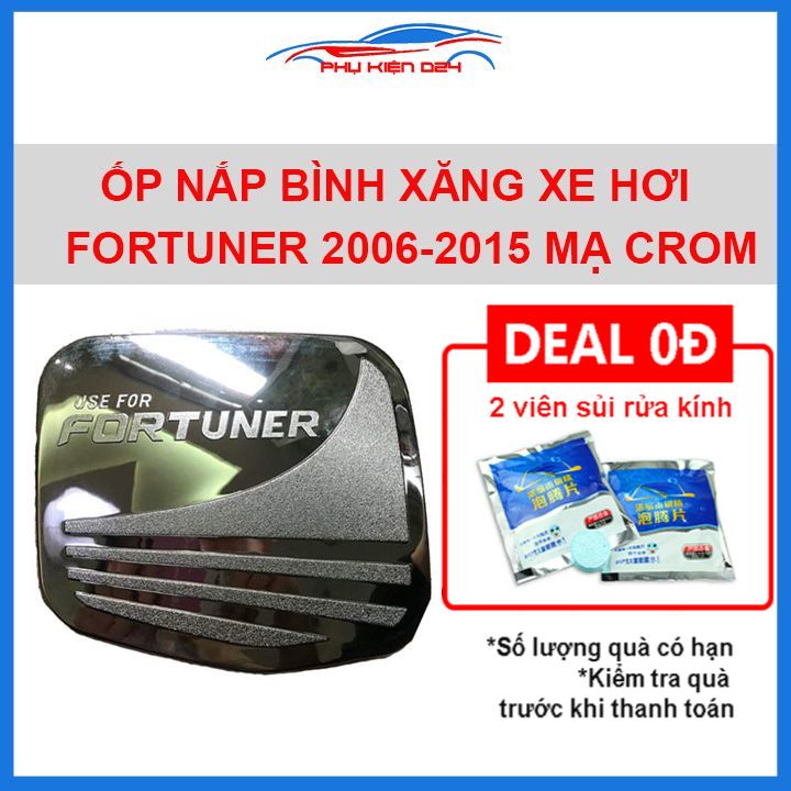 Ốp nắp bình xăng Fortuner 2006-2007-2008-2009-2010-2011-2012-2013-2014-2015 mạ crom chống trầy trang trí ô tô