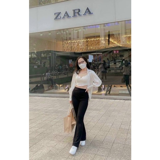 quần loe thun gân