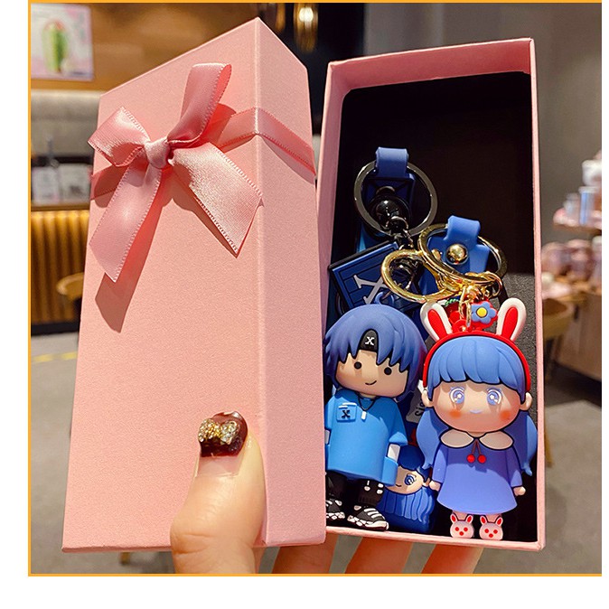 Móc khóa Cặp Couple xanh dương đáng yêu