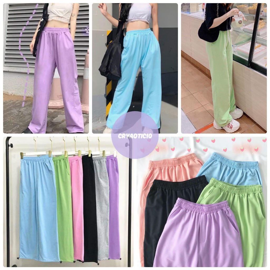 Quần trơn dài ống rộng dây rút basic long pant unisex