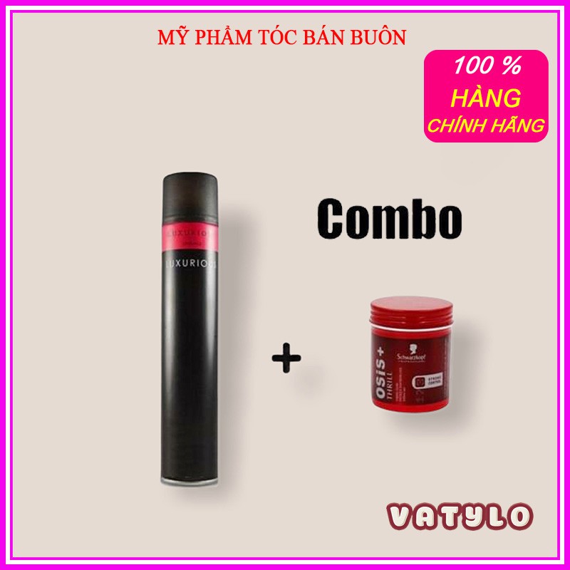 Gôm xịt tóc tạo kiểu nam Luxurious 420ML + SÁP VUỐT TÓC NAM Osis Thrill CB01