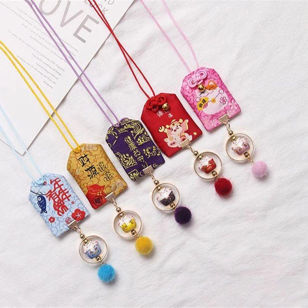 Mặt Dây Chuyền Hình Mèo May Mắn Hoạt Hình Omamori Nhật Bản Mặt Gương Trang Trí Xe Hơi