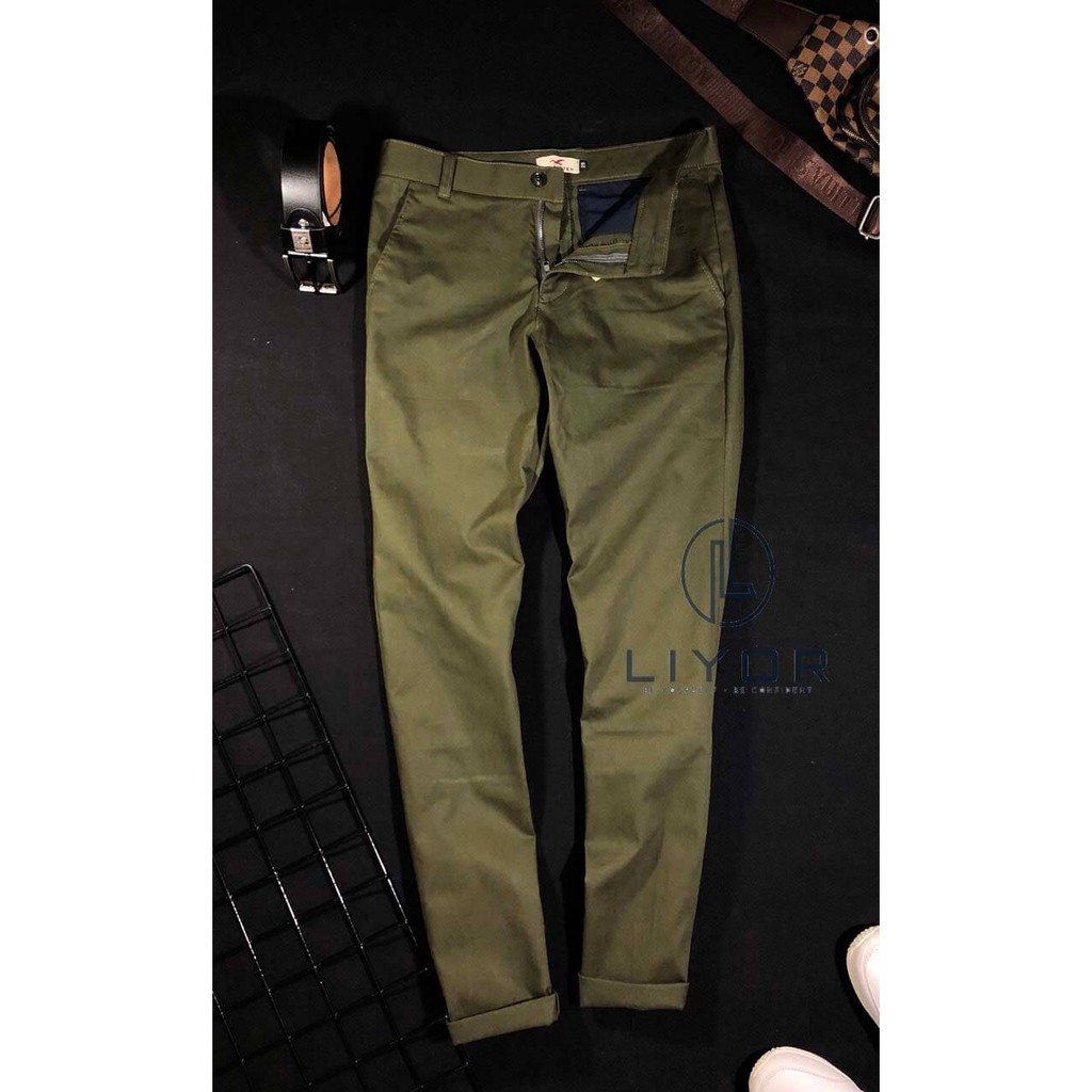 Quần kaki nam (HỖ TRỢ ĐỔI SIZE) dài form ôm tôn dáng thiết kế trơn đơn giản - Liyor - QDKK001