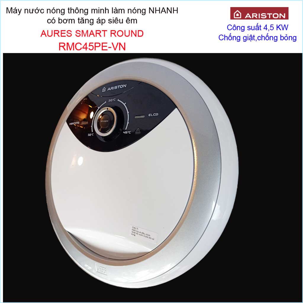 Máy nước nóng Ariston RMC45PE-VN, máy nước nóng trực tiếp có bơm thông minh Aures Smart Round (có bơm) 3195095