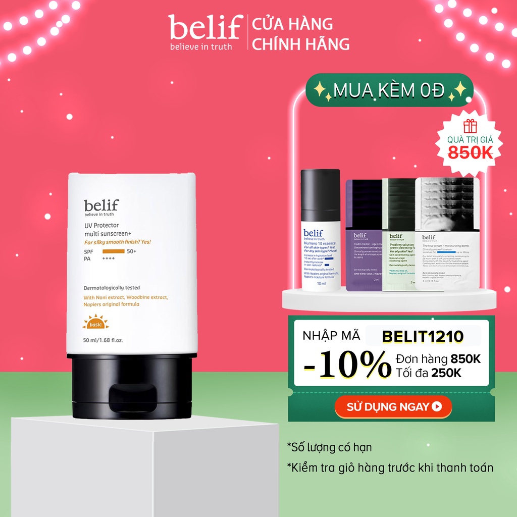 [Mã COSBE7 giảm 10%]Kem chống nắng hiệu chỉnh da Belif UV Protector Multi Sunscreen SPF50+ PA++++ 50ml