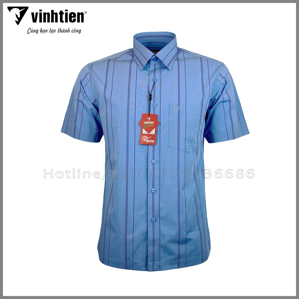 Áo Sơ Mi Tay Ngắn Sọc Caro Bamboo Vĩnh Tiến Regular Vạt Ngang 439 - Mẫu 2