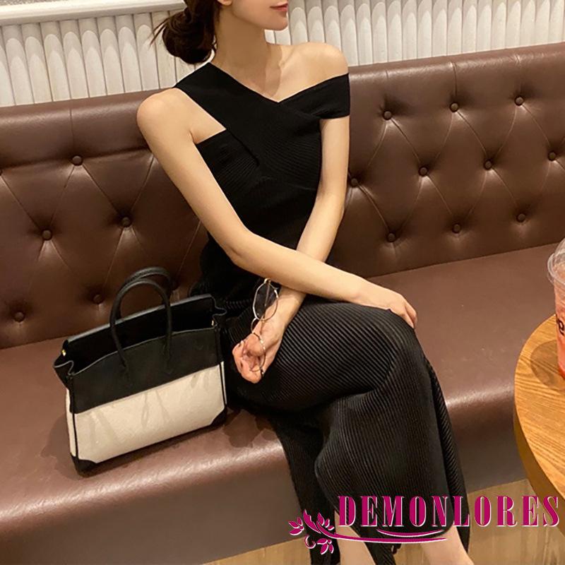 Áo dệt kim sát nách hở lưng màu sắc đơn giản cho nữ