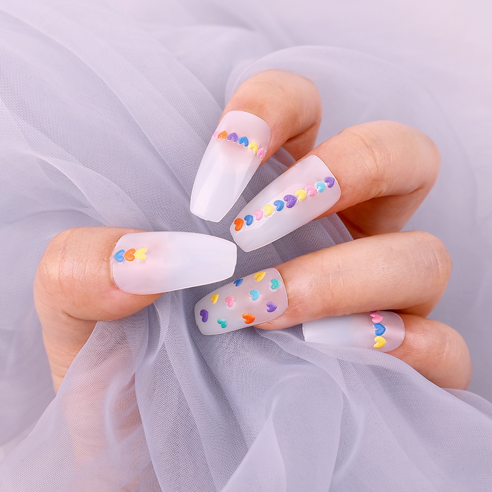 Miếng Dán Móng Tay Dập Nổi Họa Tiết Nhiều Màu Sắc