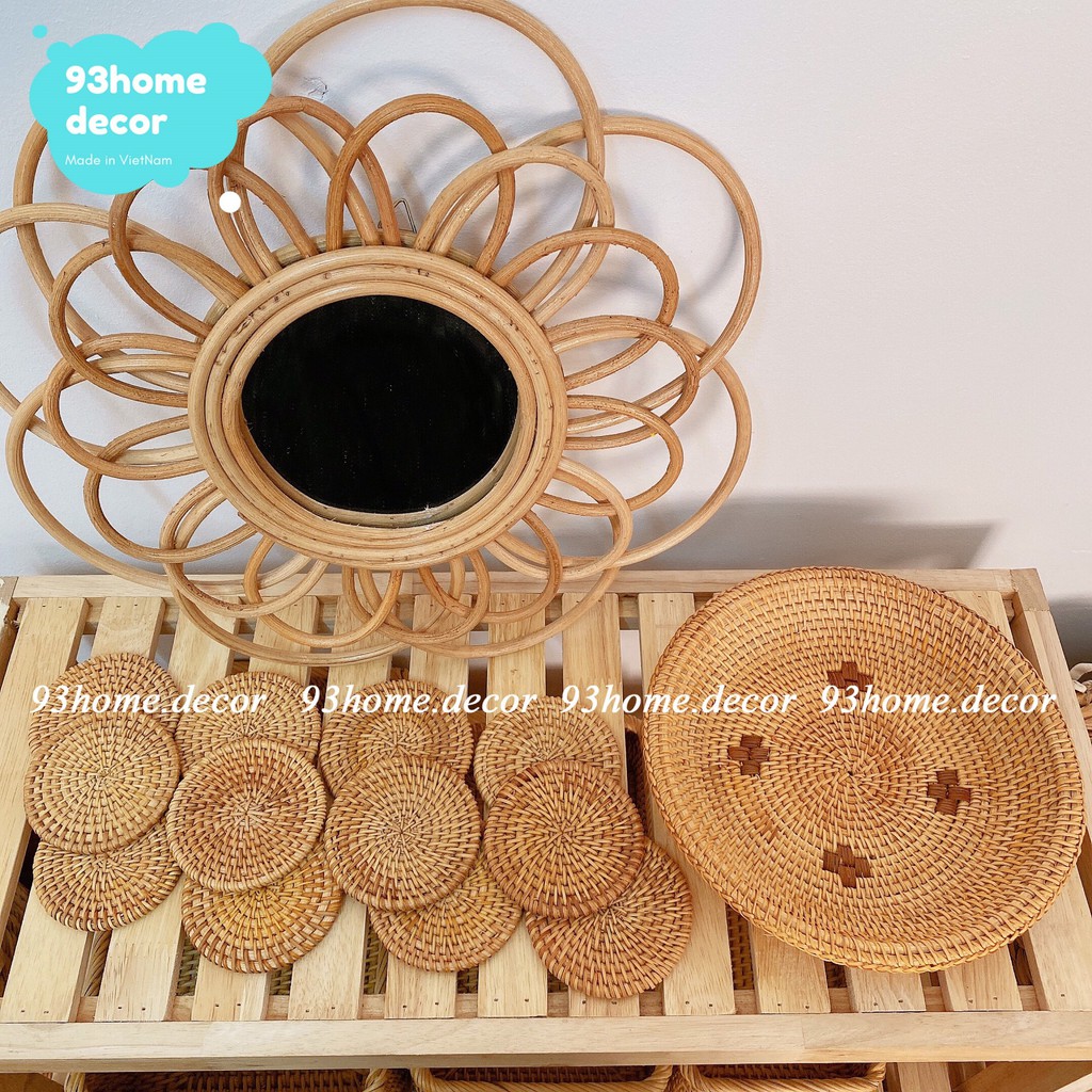 Tấm lót cốc mây , bát , đĩa mây lót ly mây handmade kiểu dáng đơn giản tiện dụng, lót chén guột mây tre đan