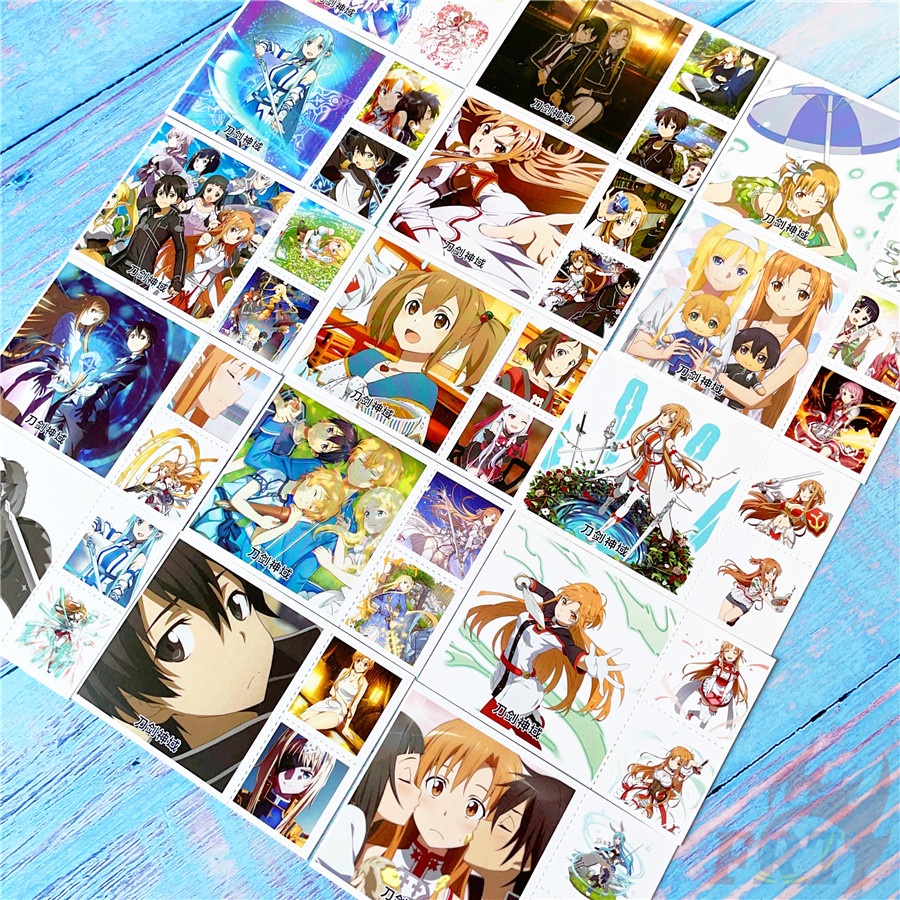 ❤ Bộ 90 Thẻ Hình Nhân Vật Anime Sword Art Online Xinh Xắn ❤ Set 30 Tấm Bưu Thiếp Mini 6.2×6.2cm + 60 Tấm Lomo 3×3.1cm
