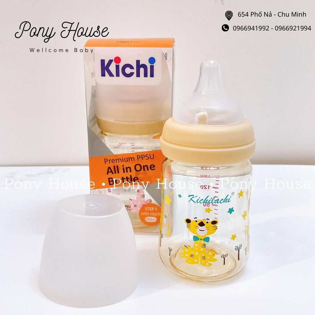 Bình Sữa Kichilachi Cổ Rộng Nhựa PPSU Có Cảm Biến Nhiệt Cao Cấp Kèm Núm Ti Siêu Mềm 160ml/270ml (Chính Hãng)