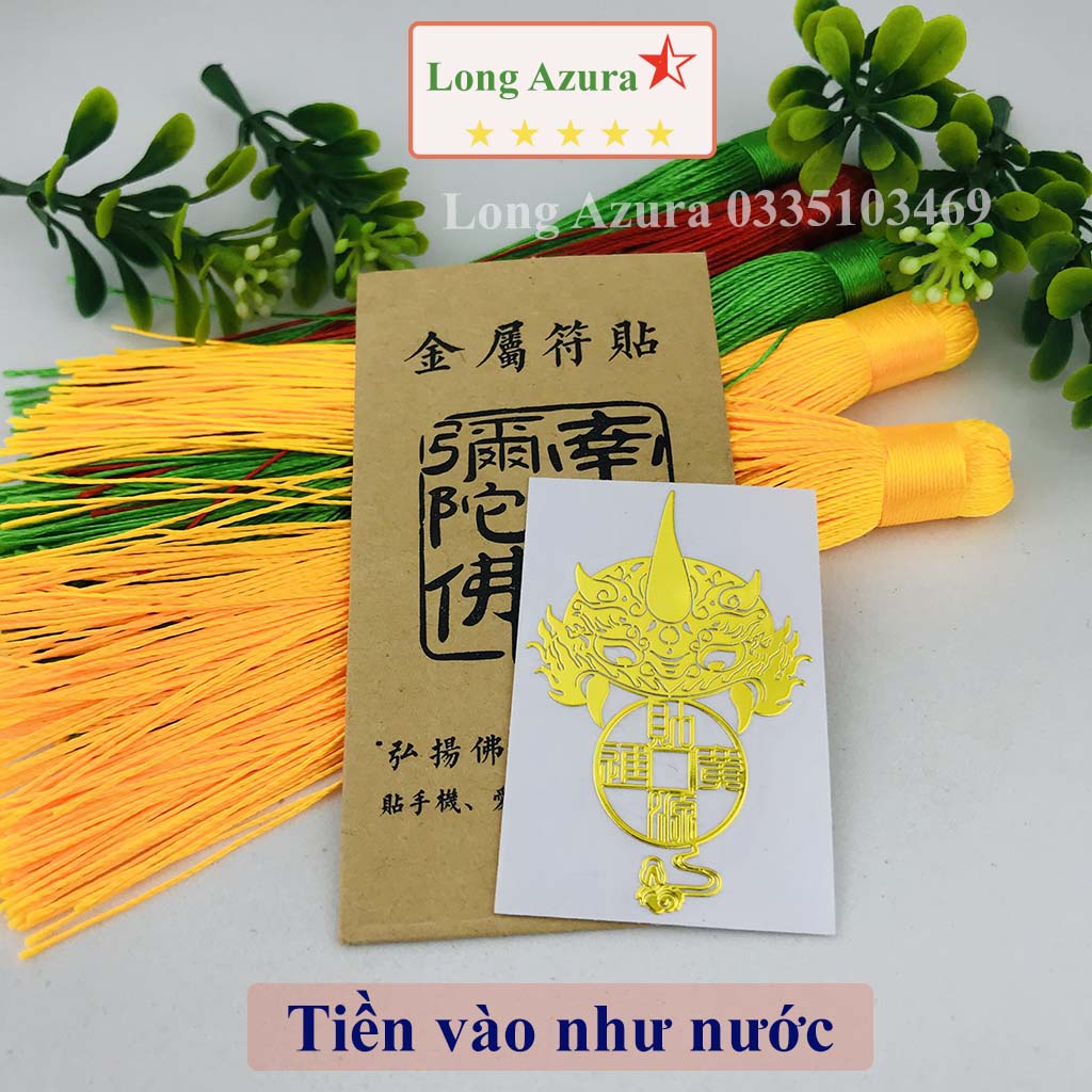 Linh phù dán điện thoại, combo 4 miếng, tình duyên, may mắn, thần tài, bình an, lá may mắn phong thủy