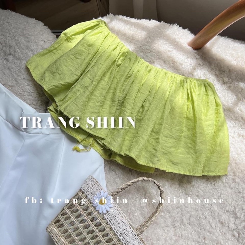 Áo Trễ Vai Xanh Hồng (Hình Thật ) Áo Trễ Vai Mùa Hè 2023