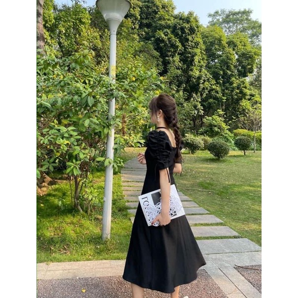 Đầm tay phồng maxi cổ vuông big size dành cho khách ngoại cỡ từ 60-90 ký