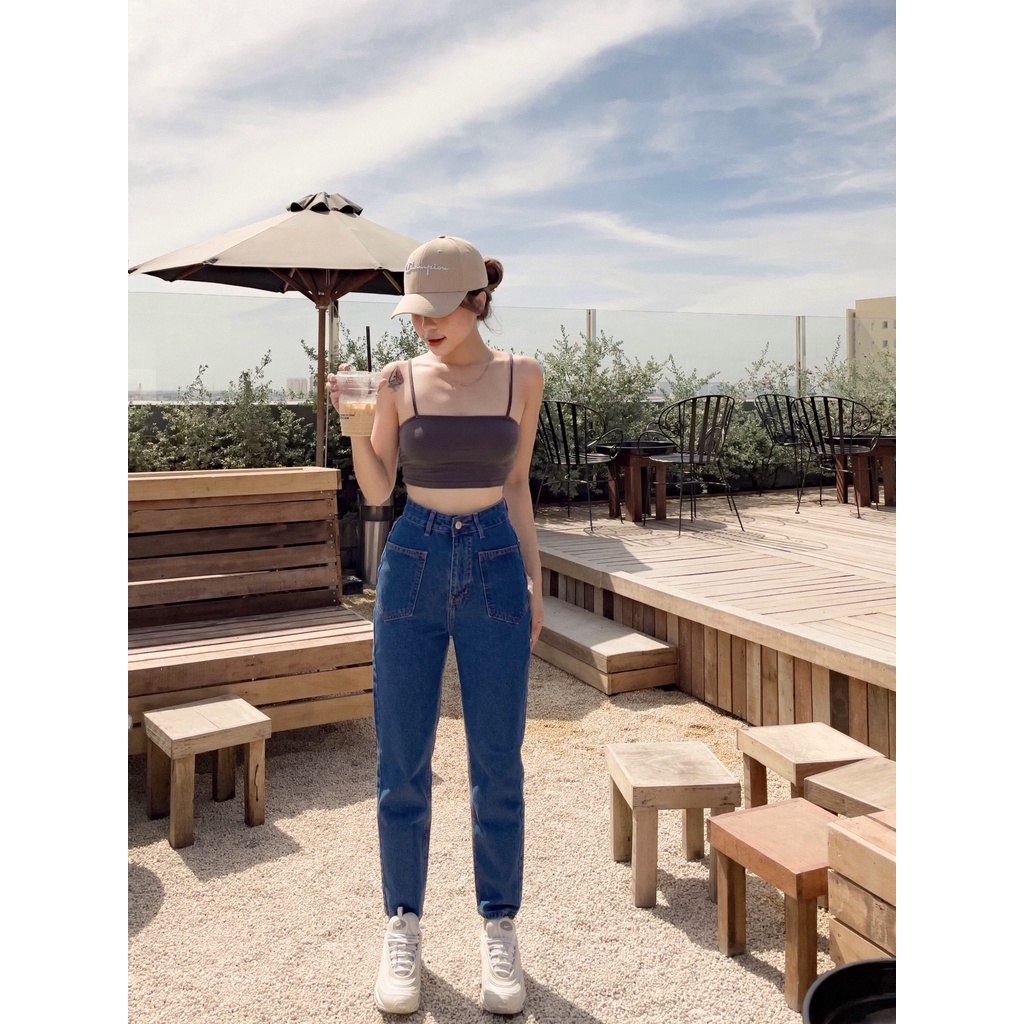 Quần Baggy Jean Kpboutique Màu Xanh Đậm Chất Jean Mềm Mịn Không Giãn Quần Lên Dáng Đẹp Dễ Phối Đồ Dành Cho Nữ Mã 167Đ | BigBuy360 - bigbuy360.vn