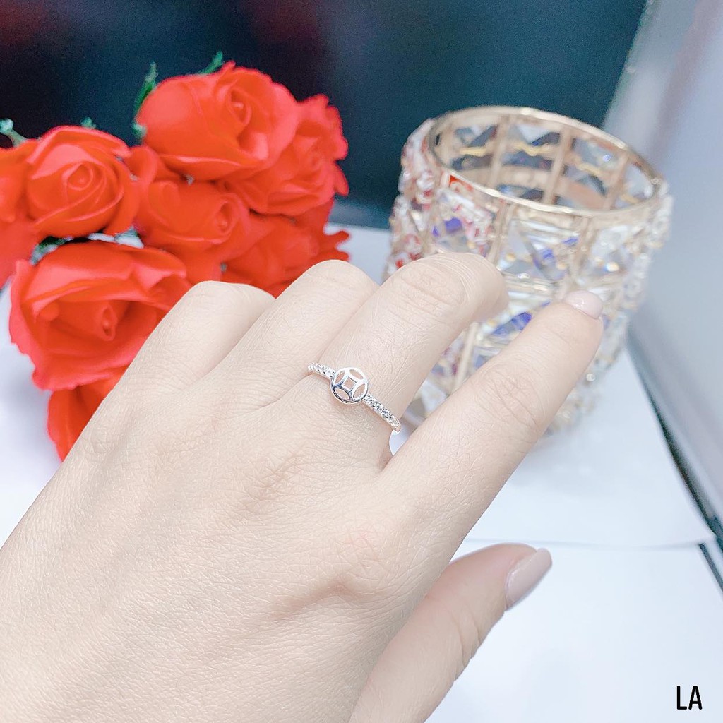 Nhẫn một viền đá mới mix kim tiền bạc ta nguyên chất